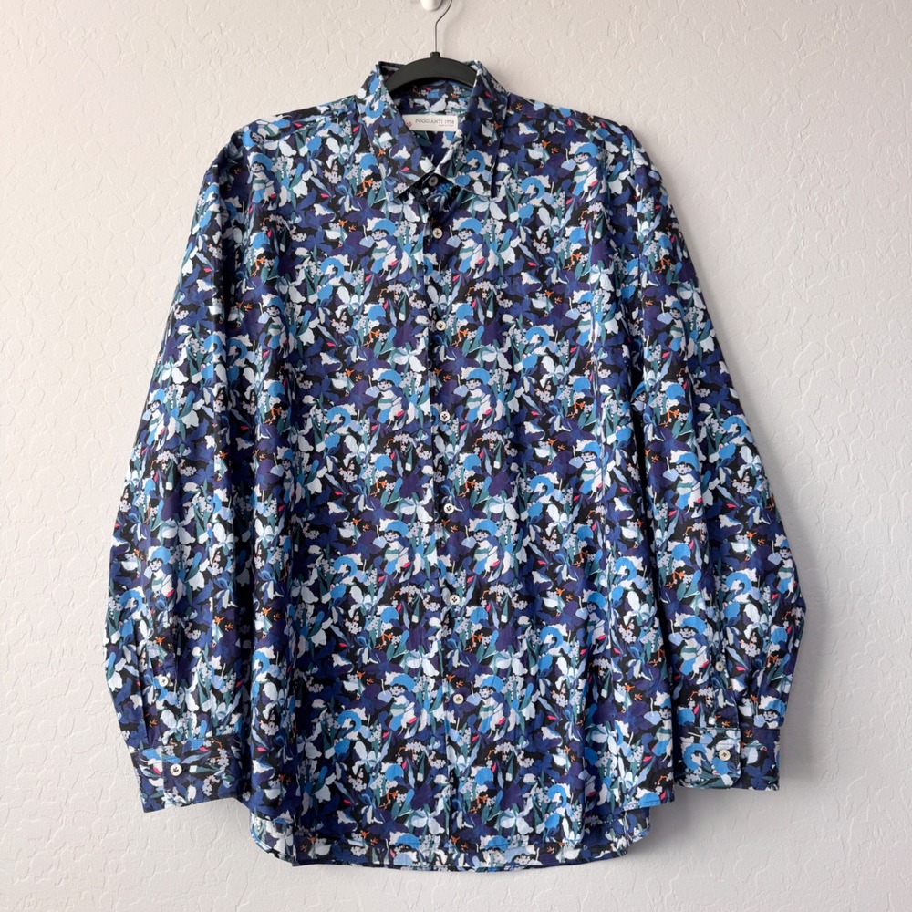 Poggianti 1958 Floral Print Button Down Long Sleeve Casual Shirt XLarge‎